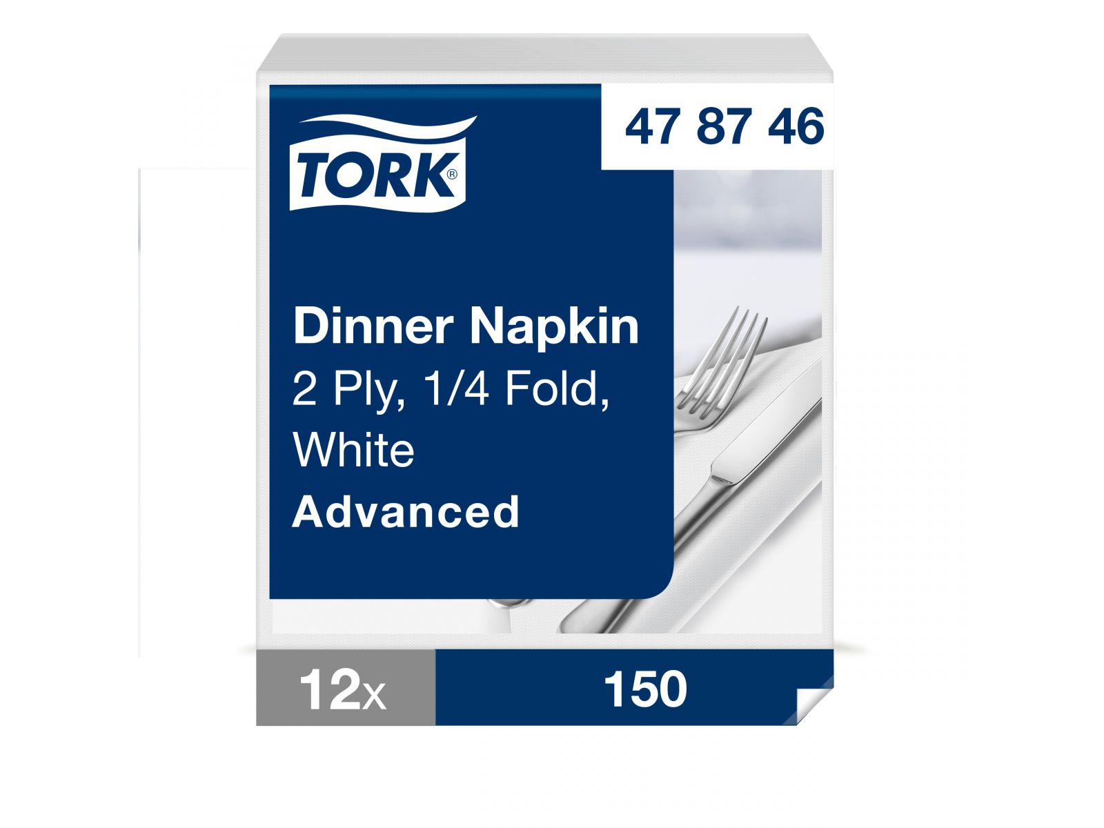 Serwetka 39x39 TORK 478746 Biała Karton 1800 serwetek (12 x 150) Składana 1/4